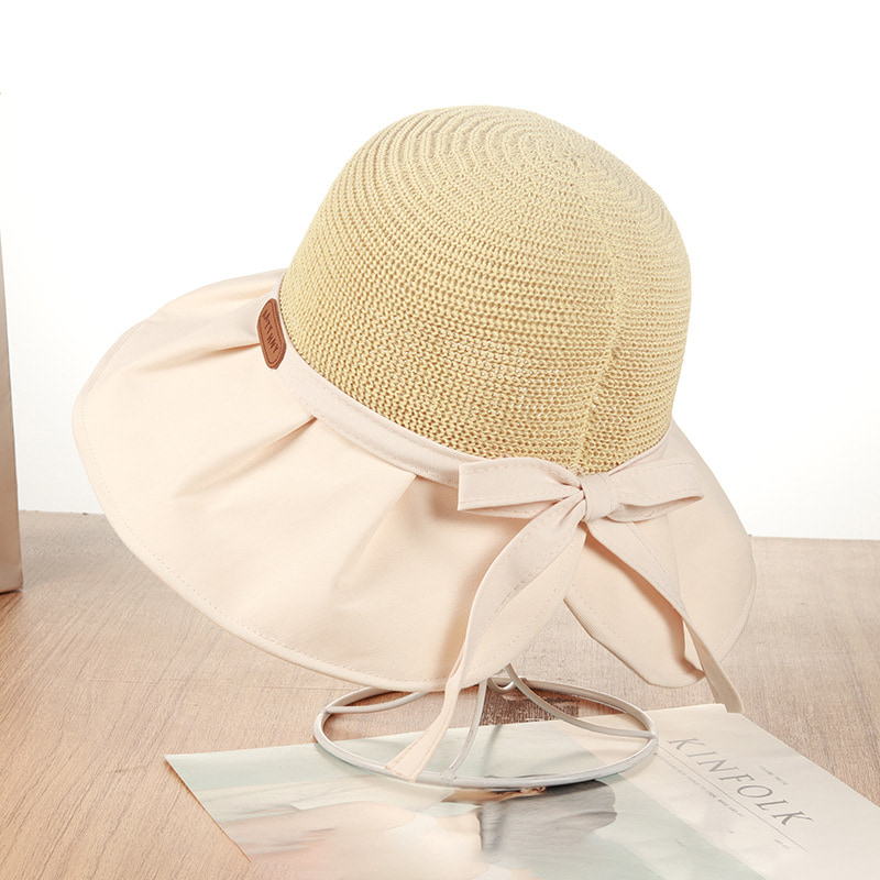 BK00001 Genombruten Flätad Bred Brätte Dam Bucket Hat