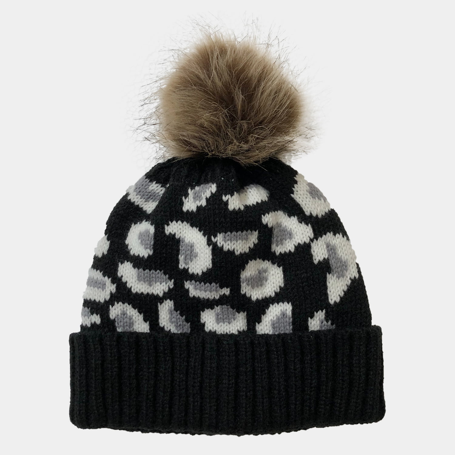 H00004 Leopard Jacquard stickad mössa för damer