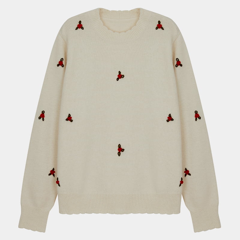 ML2207 Lazy Style Petal Collar Handgjord blommig stickad tröja