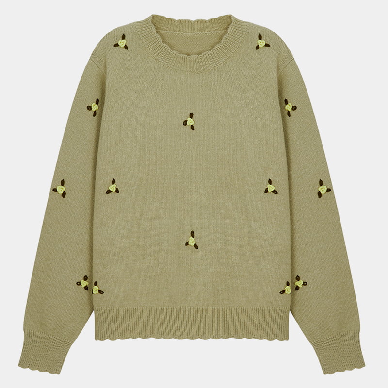 ML2214 Långärmad handsydd stickad tröja