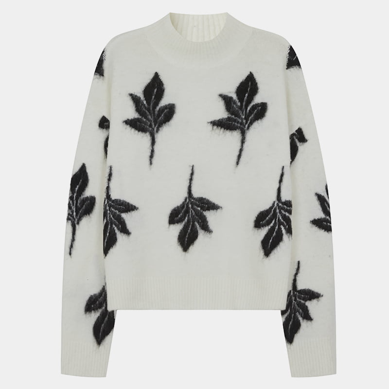 ML2208 Autumn Half Turtleneck Mohair Leaf Ylletröja Stickad tröja