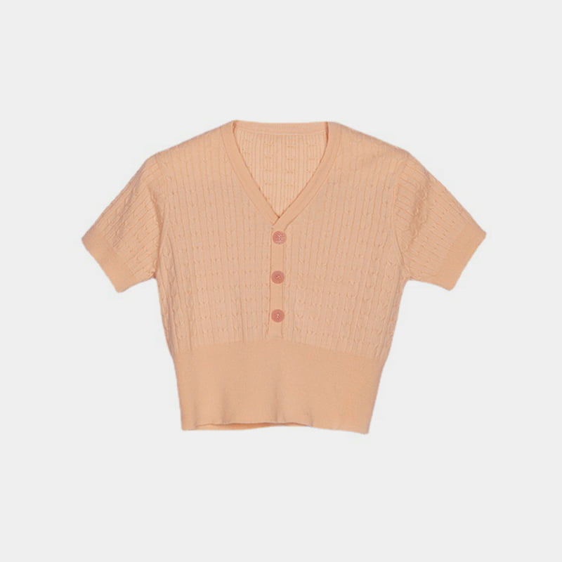 SM-K0002 Faux linne V-hals avskuren Slim Fit stickad tröja för kvinnor