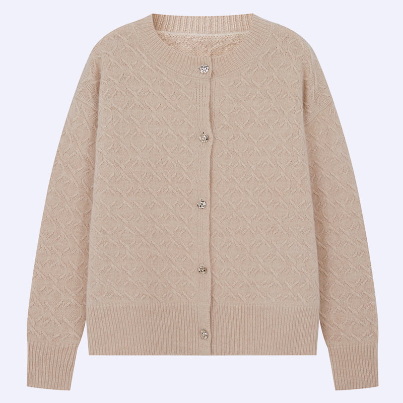 ML2203 Tunn tidig vårhöst, rund halsad stickad cardigan för kvinnor