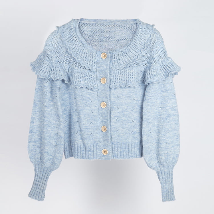 SM-K0007 Sweet Multi-layer Lace Collar Mohair Stickad Cardigan