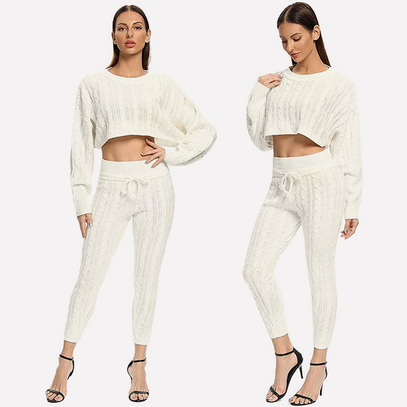 SM-K0094 Enfärgad, kort midja exponerad stickad jacka byxa Tvådelad stickad kostym SM-K0094 Enfärgad, kort midja exponerad stickad jacka byxa Tvådelad stickad kostym