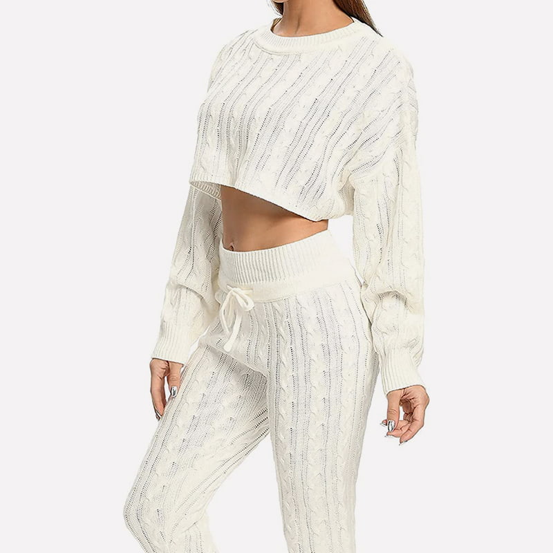 SM-K0094 Enfärgad, kort midja exponerad stickad jacka byxa Tvådelad stickad kostym SM-K0094 Enfärgad, kort midja exponerad stickad jacka byxa Tvådelad stickad kostym