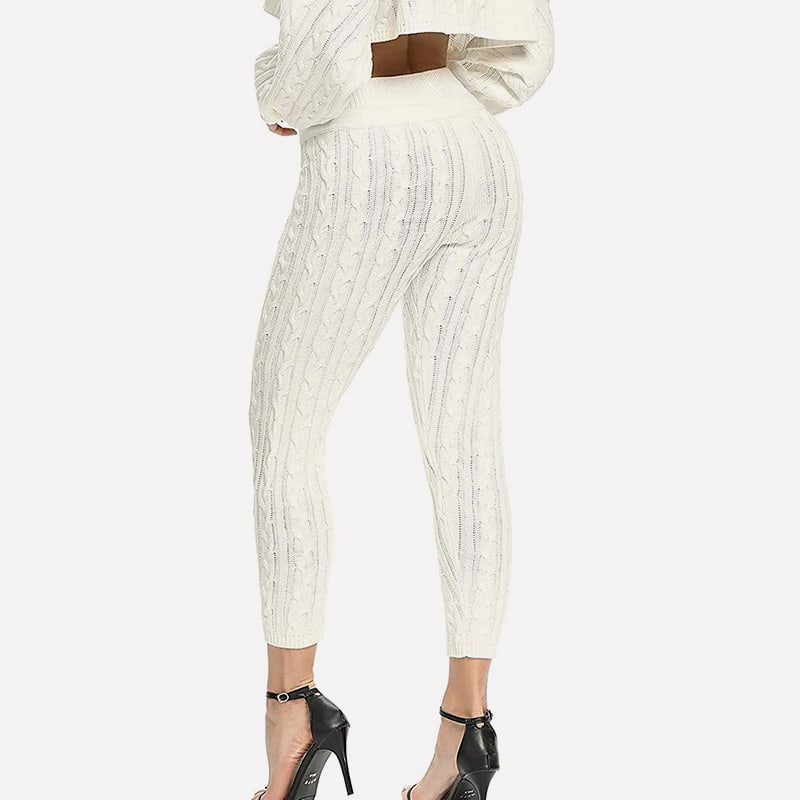 SM-K0094 Enfärgad, kort midja exponerad stickad jacka byxa Tvådelad stickad kostym SM-K0094 Enfärgad, kort midja exponerad stickad jacka byxa Tvådelad stickad kostym