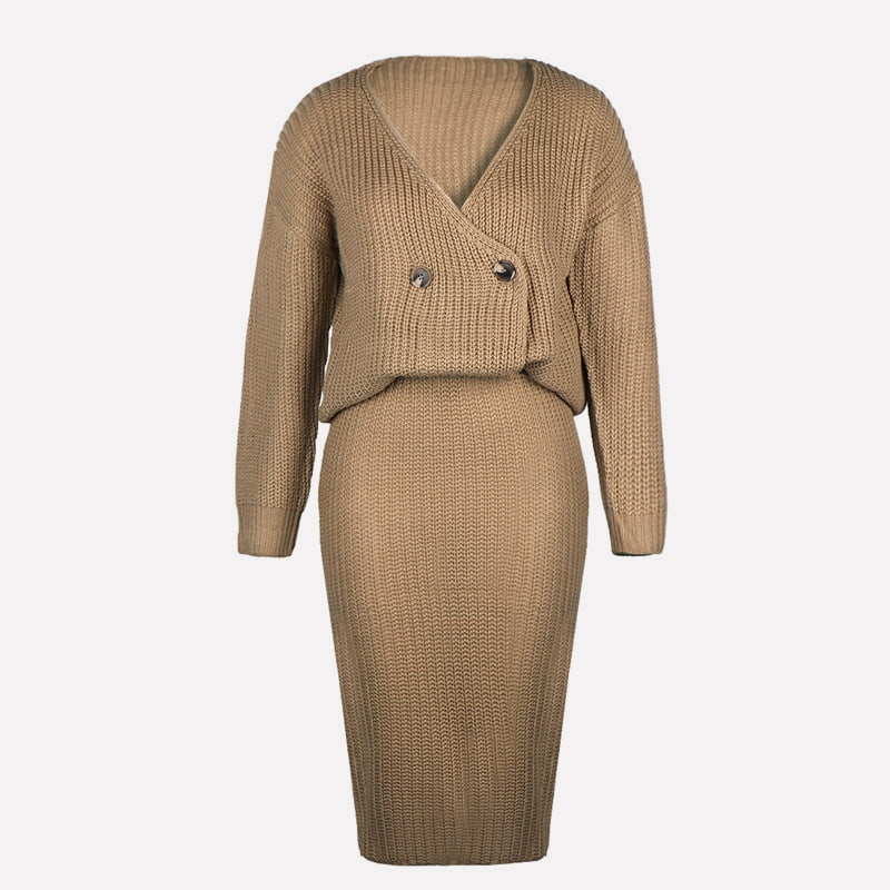 SM-K0101 Damstickad topp och kjol Casual stickad kostym